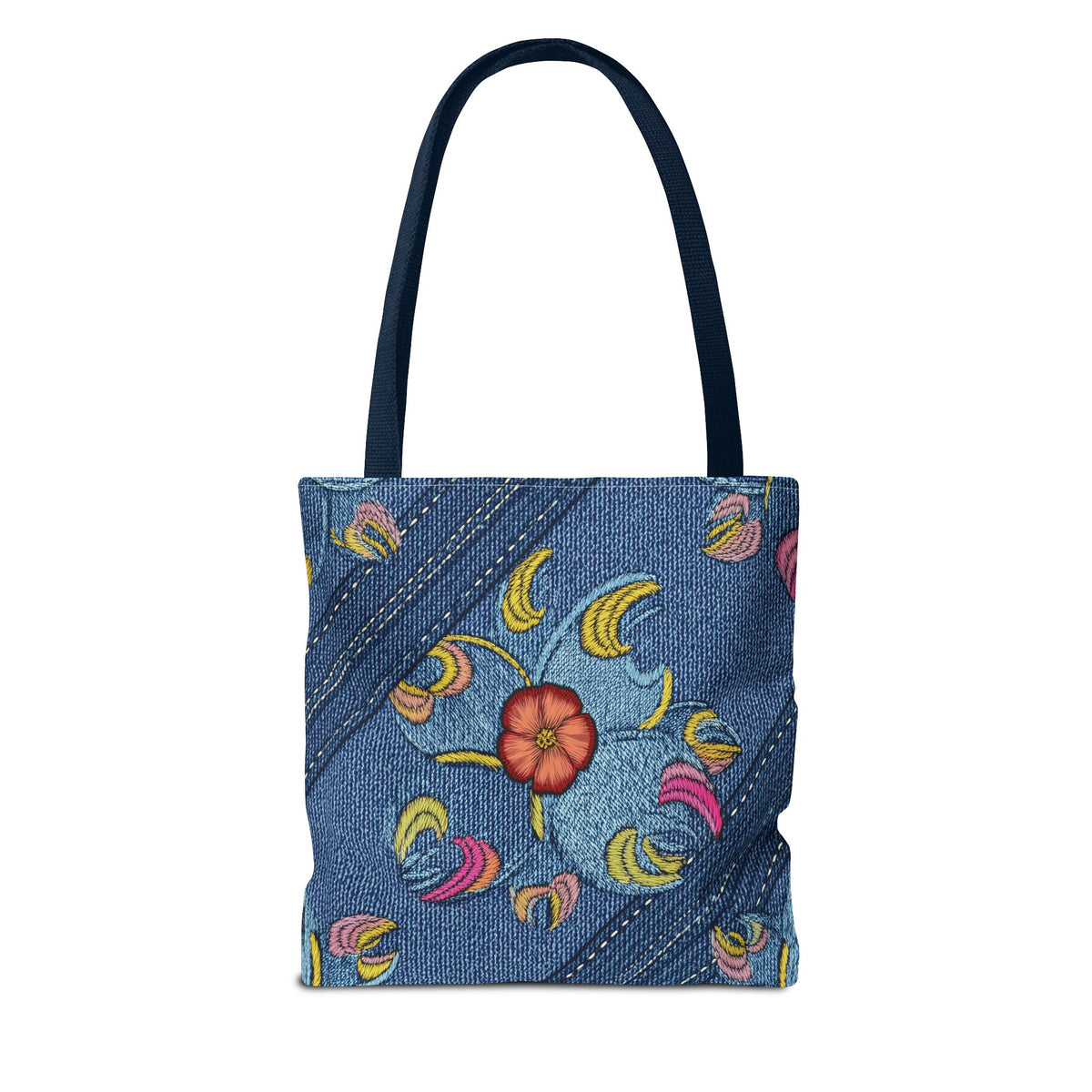 Denim Fabric Imitation Print Unisex Canvas Bag Poly Spun 3 Sizes Tote Bag 159-3