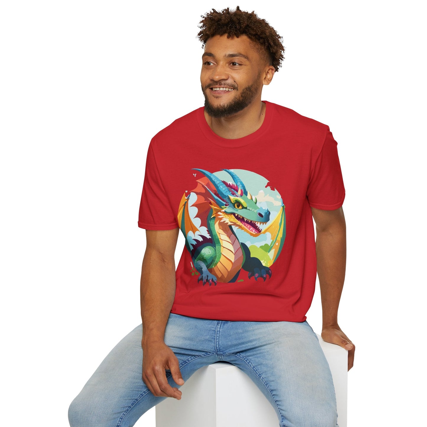Dragon Graphic Unisex Cotton Softstyle Art Design Tee With Animals 19