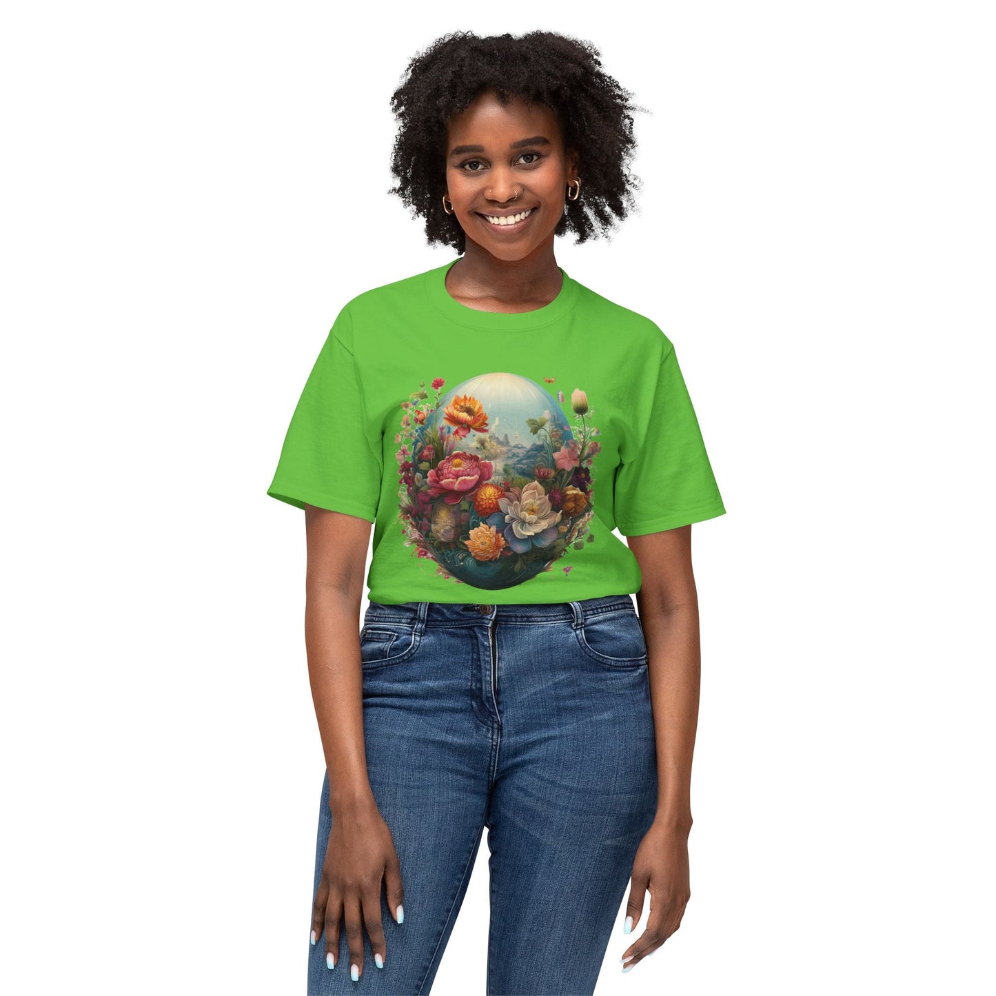 Unisex Floral T Shirt With Vintage Flower Art Print Cotton Tee For Men Women Everyday Wear