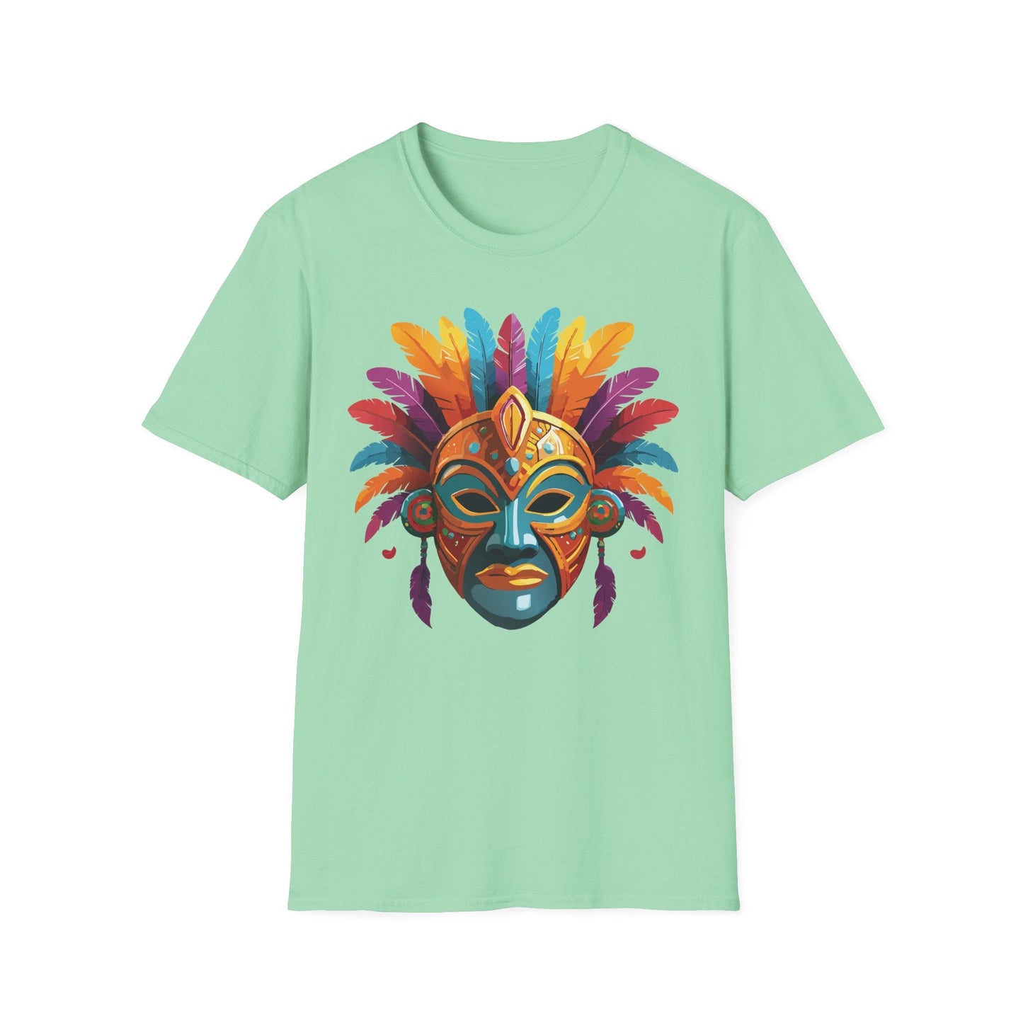 Unisex Gildan Mask T Shirt Softstyle 64000 With Art Design Lightweight Cotton Tee
