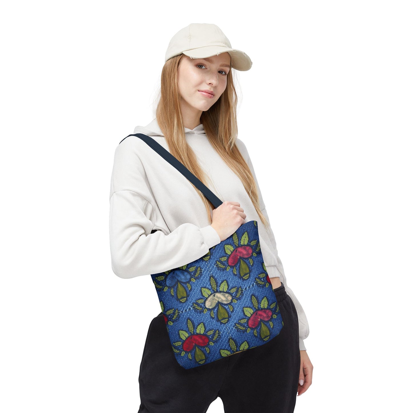 Denim Fabric Imitation Print Unisex Canvas Bag Poly Spun 3 Sizes Tote Bag 159-10