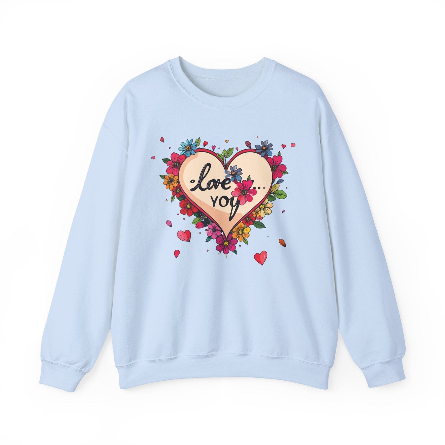Floral Heart Love Sweatshirt Floral Heart Valentines Day Unisex Crewneck Fifty Fifty Cotton Polyester
