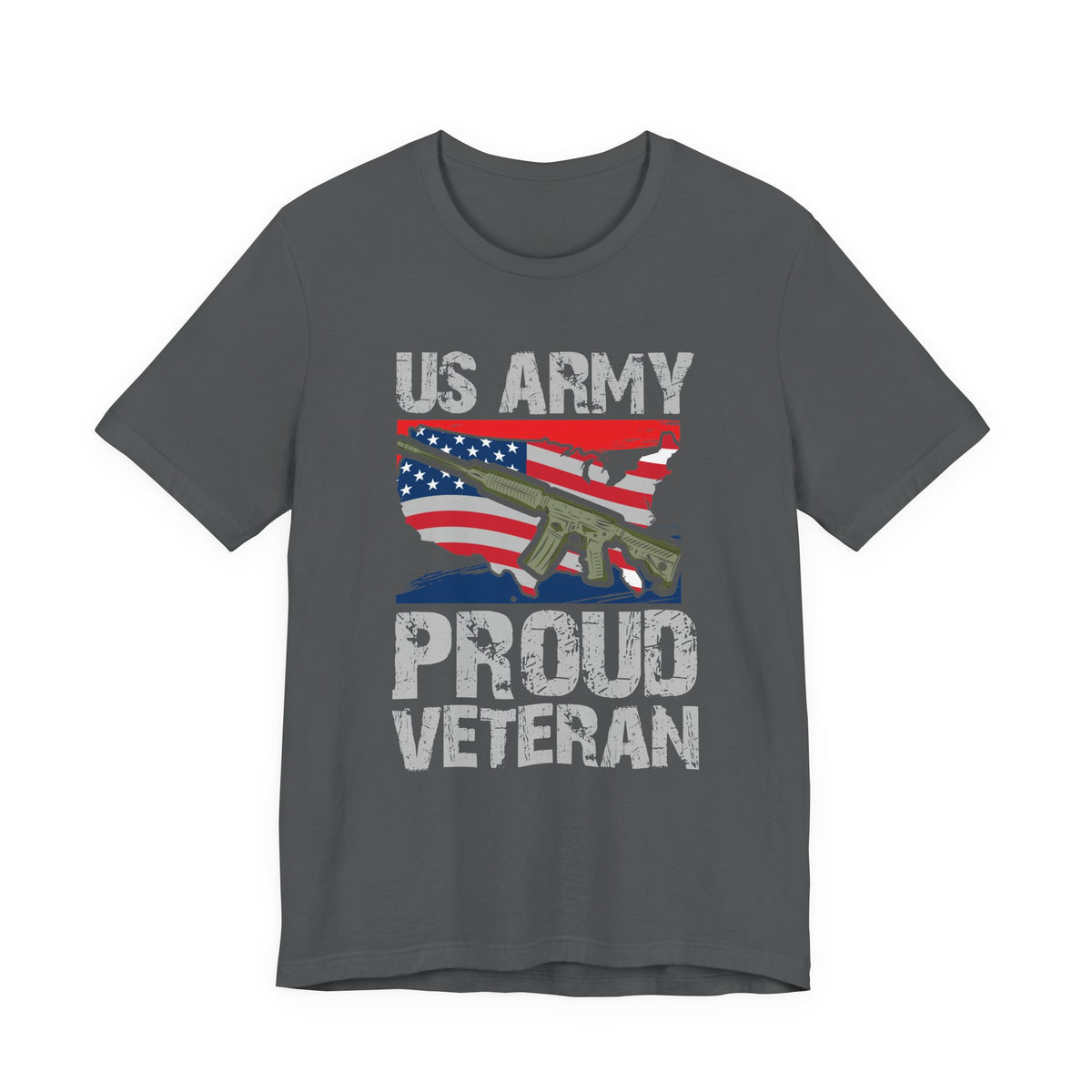 US Army Proud Veteran T-Shirt American Flag Rifle Graphic Unisex Cotton v21