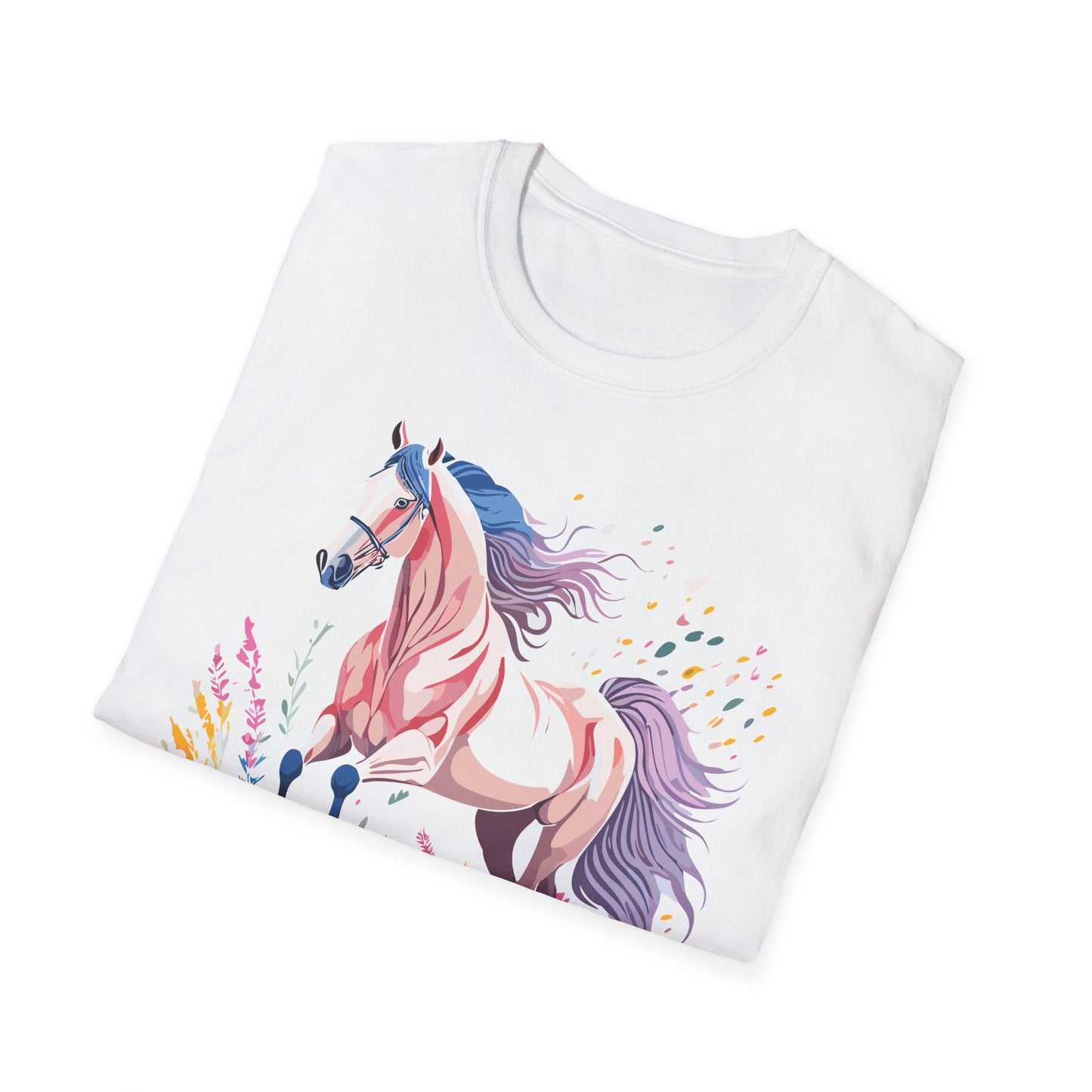 Horse Shirt Unisex Tee Animal Print Gildan Softstyle 64000 Ring Spun Cotton