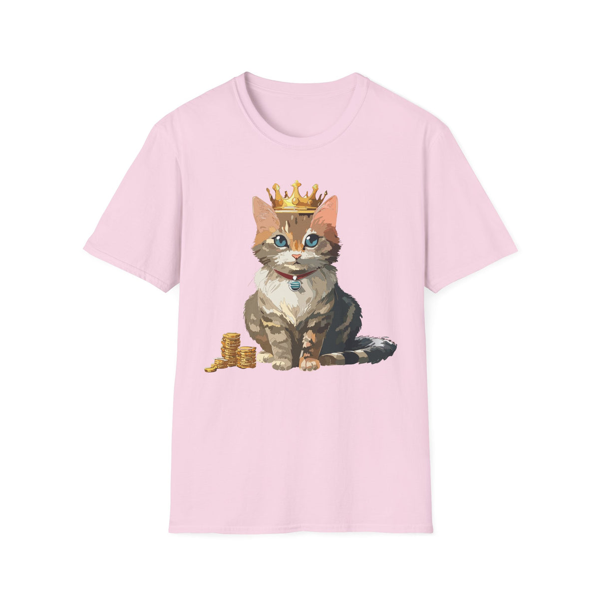 Crowned Tabby Cat T-Shirt | Cute Kitty with Crown and Treasure