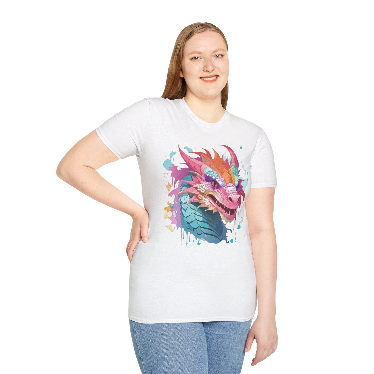 Dragon Graphic Tee Unisex Gildan Softstyle Cotton Shirt With Animal Art Design 64000