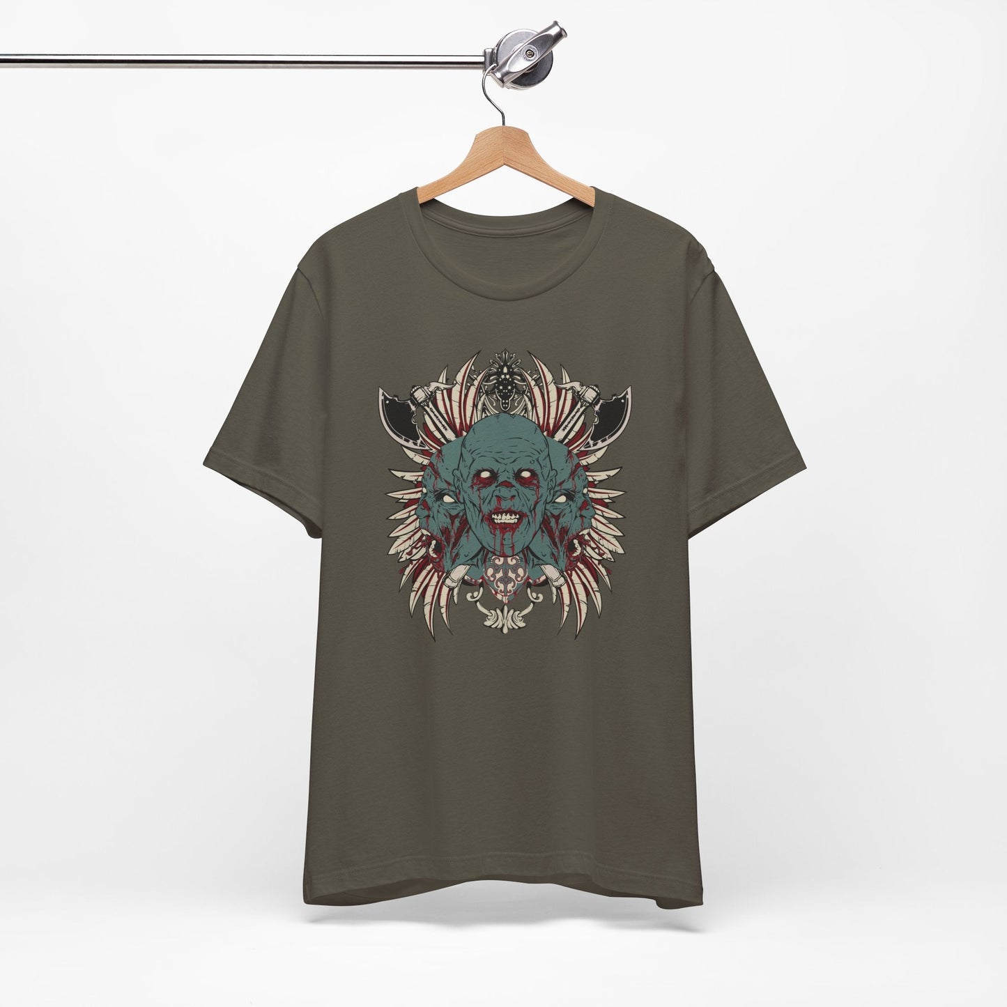 Zombie Skull Mandala T-Shirt Horror Graphic Tee, Gothic Skull Art-54-2