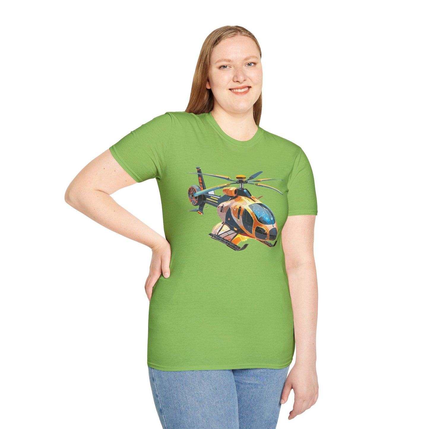 Unisex Helicopter Chopper T Shirt Softstyle 64000 Gildan Durable Lightweight Tee Design
