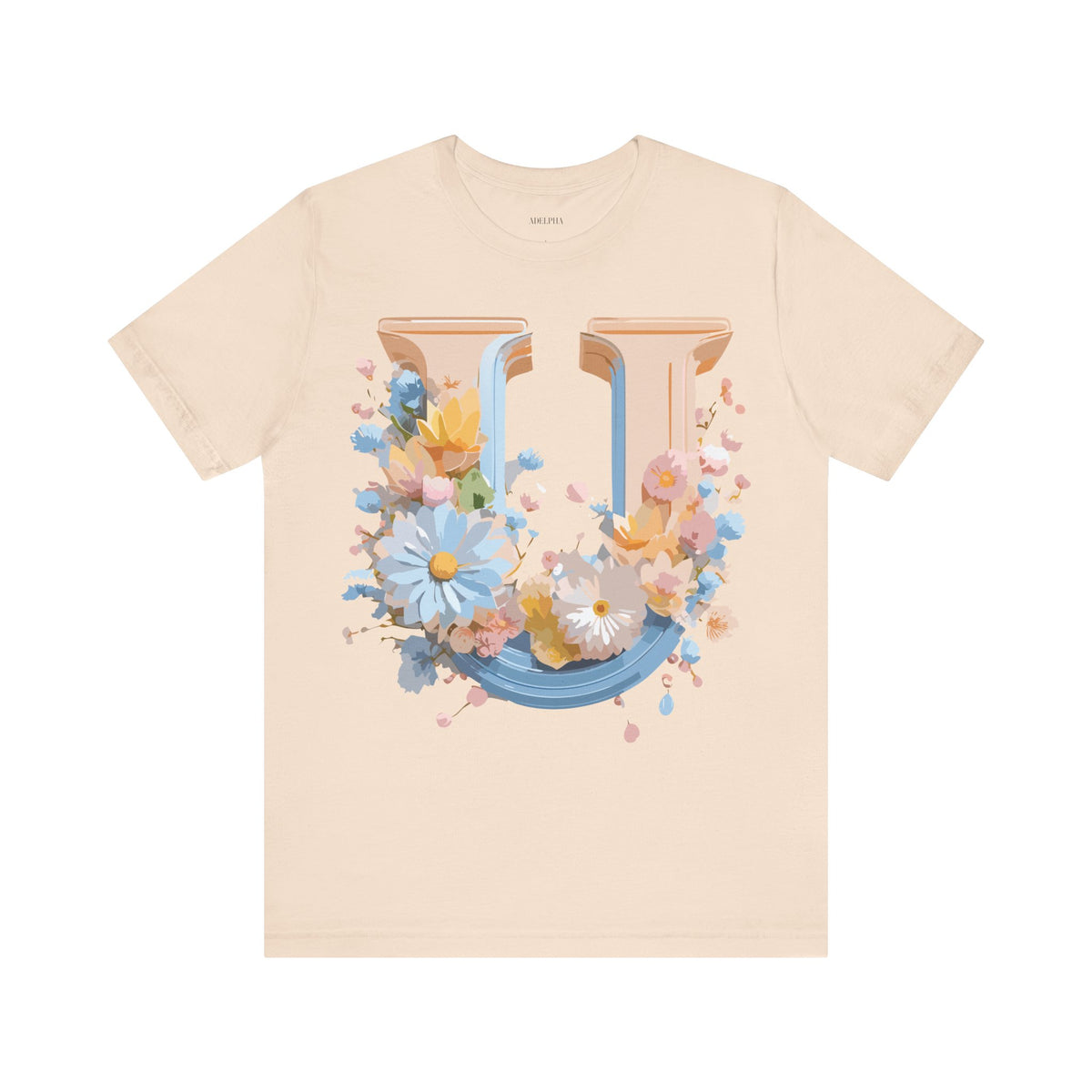 Letter U Graphic Unisex Cotton Bella+Canvas Tee with Art Letter Design