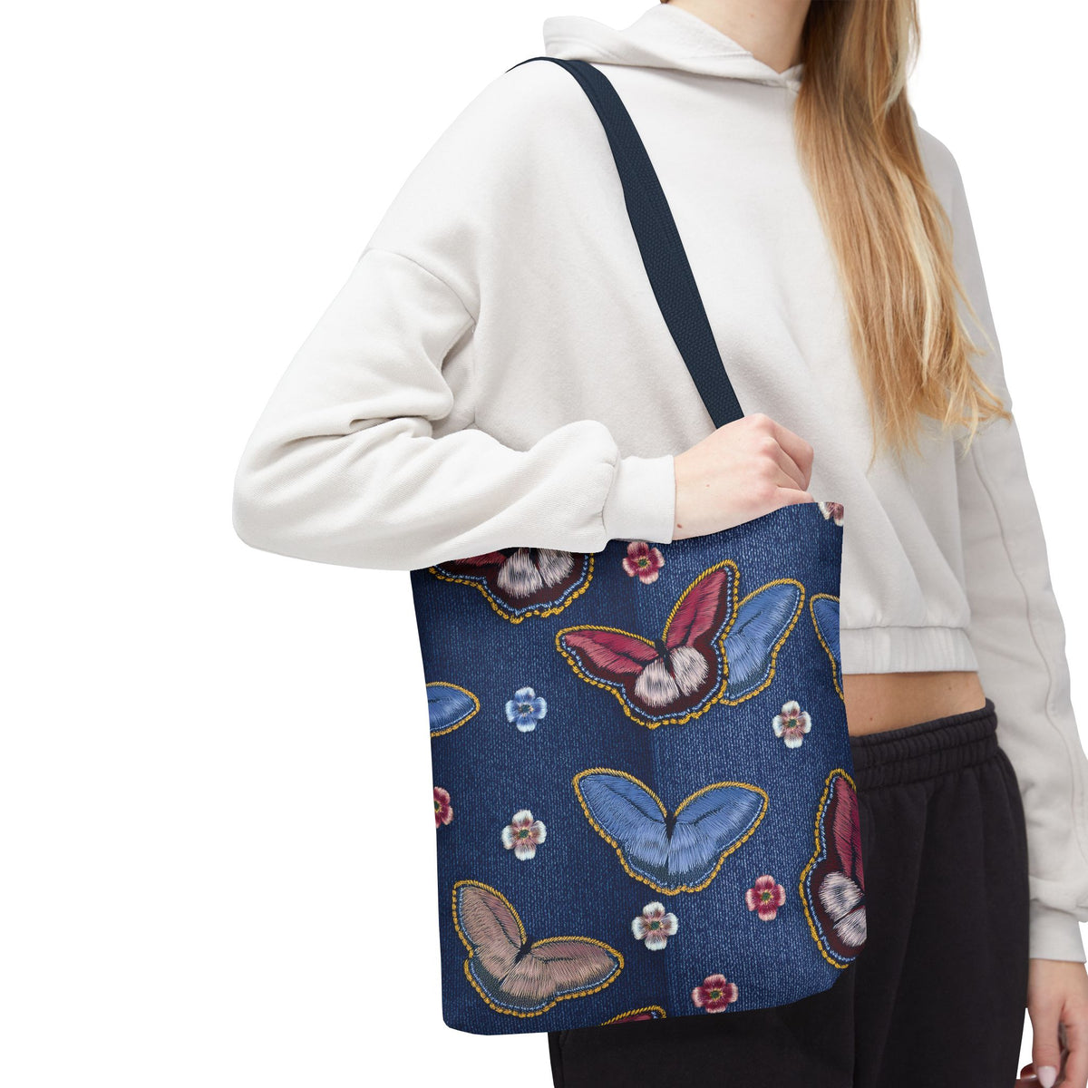 Denim Fabric Imitation Print Unisex Canvas Bag Poly Spun 3 Sizes Tote Bag 180