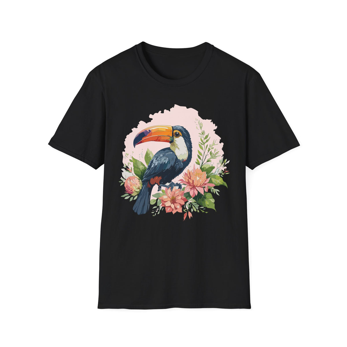 Tropical Toucan Illustration T-Shirt | Floral Bird Graphic