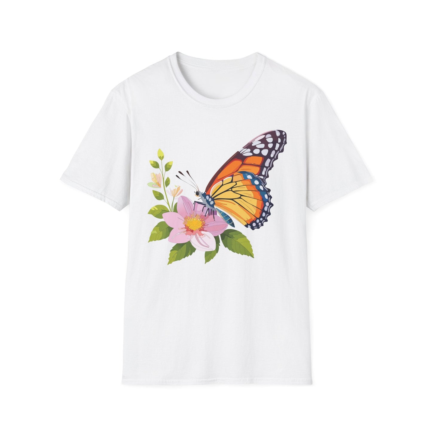 Butterfly T Shirt for Women and Men Monarch Print Softstyle Unisex Gildan 64000 Tee