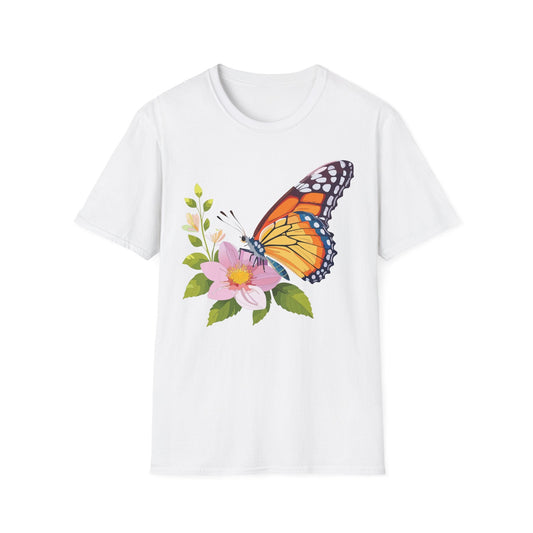 Butterfly T Shirt for Women and Men Monarch Print Softstyle Unisex Gildan 64000 Tee