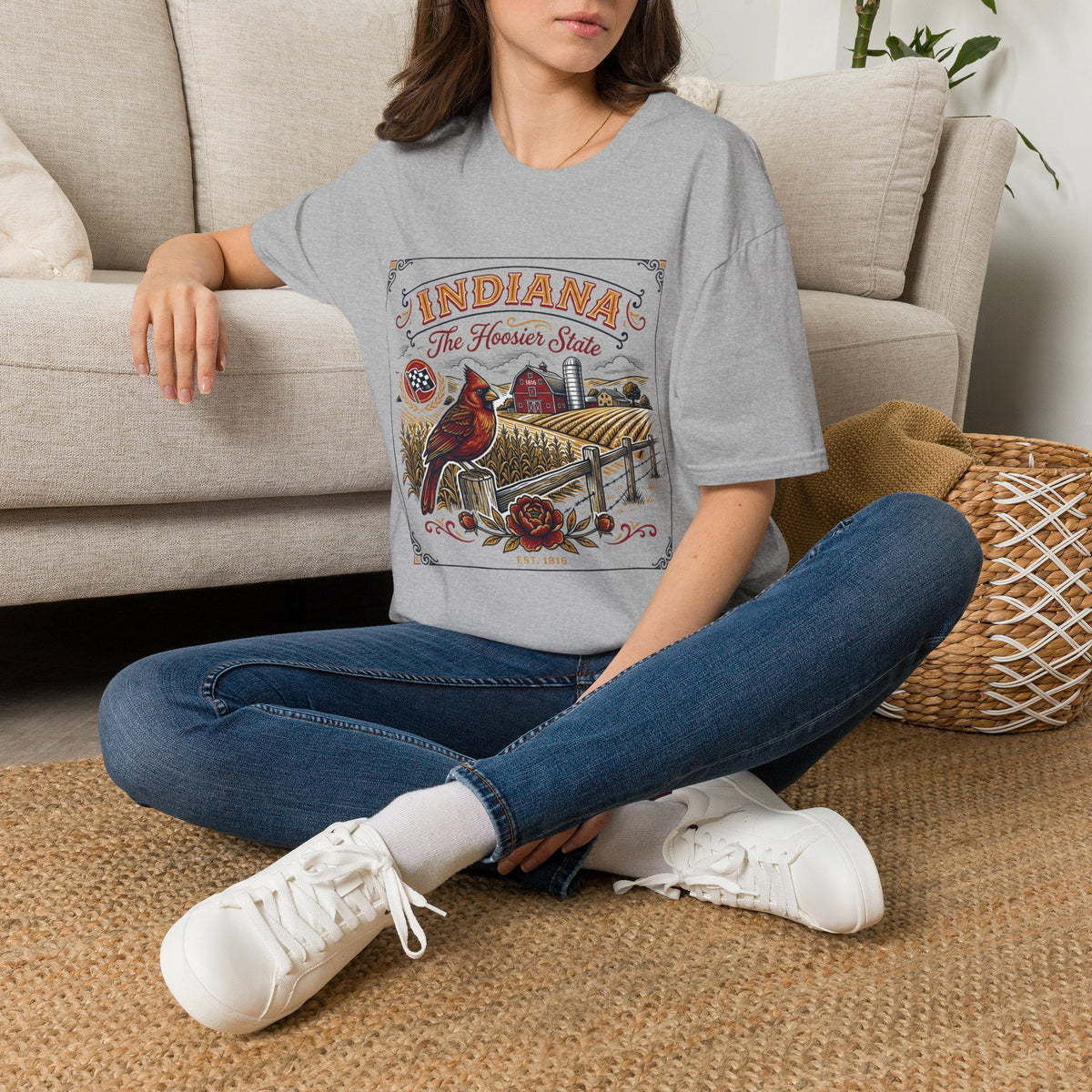 Indiana The Hoosier State T-Shirt — Cardinal Bird Farm Vintage Travel Tourist Graphic Design Unisex 100 Cotton Gildan T-Shirt
