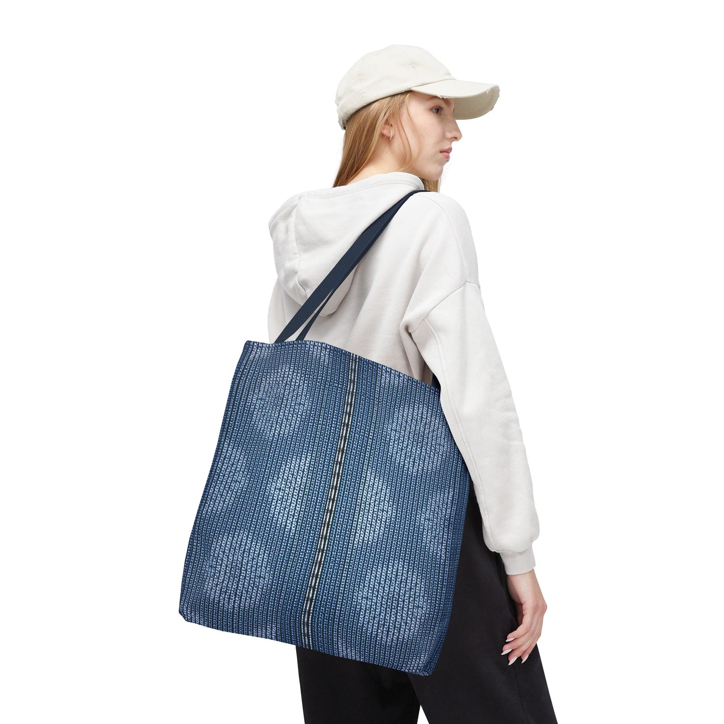 Denim Fabric Imitation Print Unisex Canvas Bag Poly Spun 3 Sizes Tote Bag 109