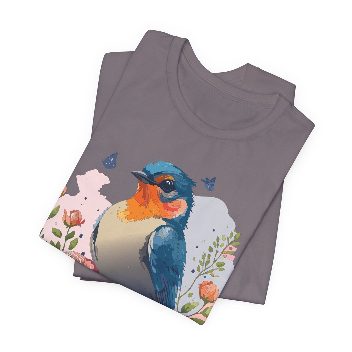 Floral Bird Tee, Animal Shirt, Bird Shirt, Floral Tee, Flower T-shirt, T-Shirt with Animal