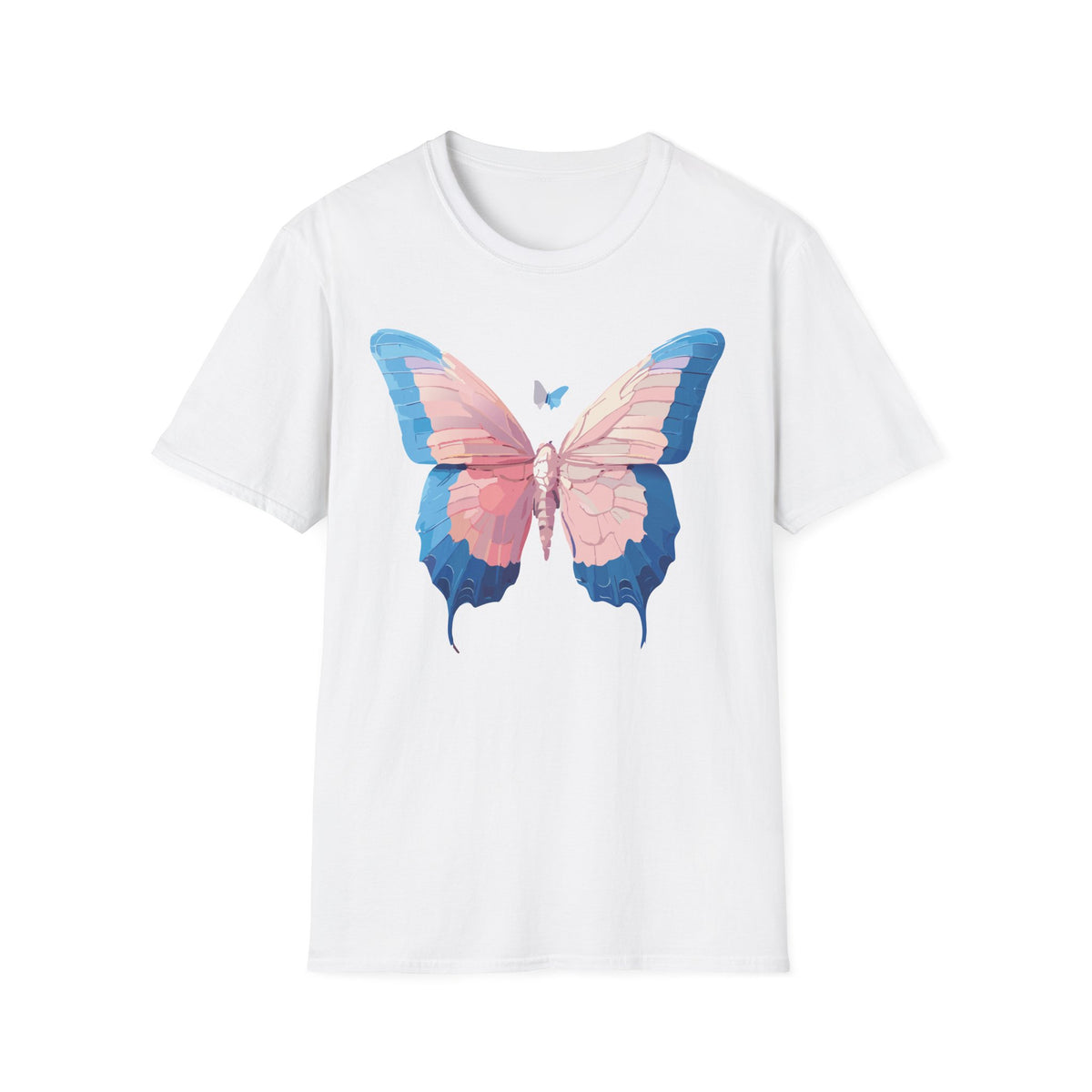 Butterfly Graphic T-Shirt — Pastel Pink & Blue Wing Graphic Tee Unisex 100 Cotton Gildan T-Shirt