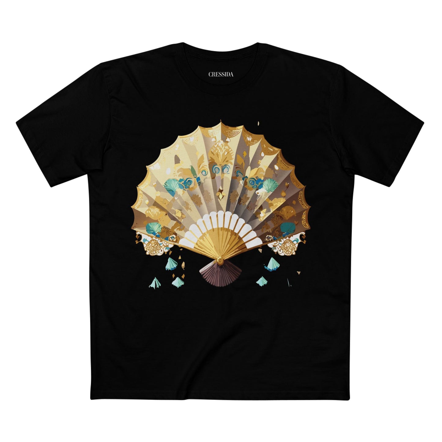 Antique Fan Graphic Design T-Shirt Unisex 100 Cotton Floral Carnival Artwork Tee 16