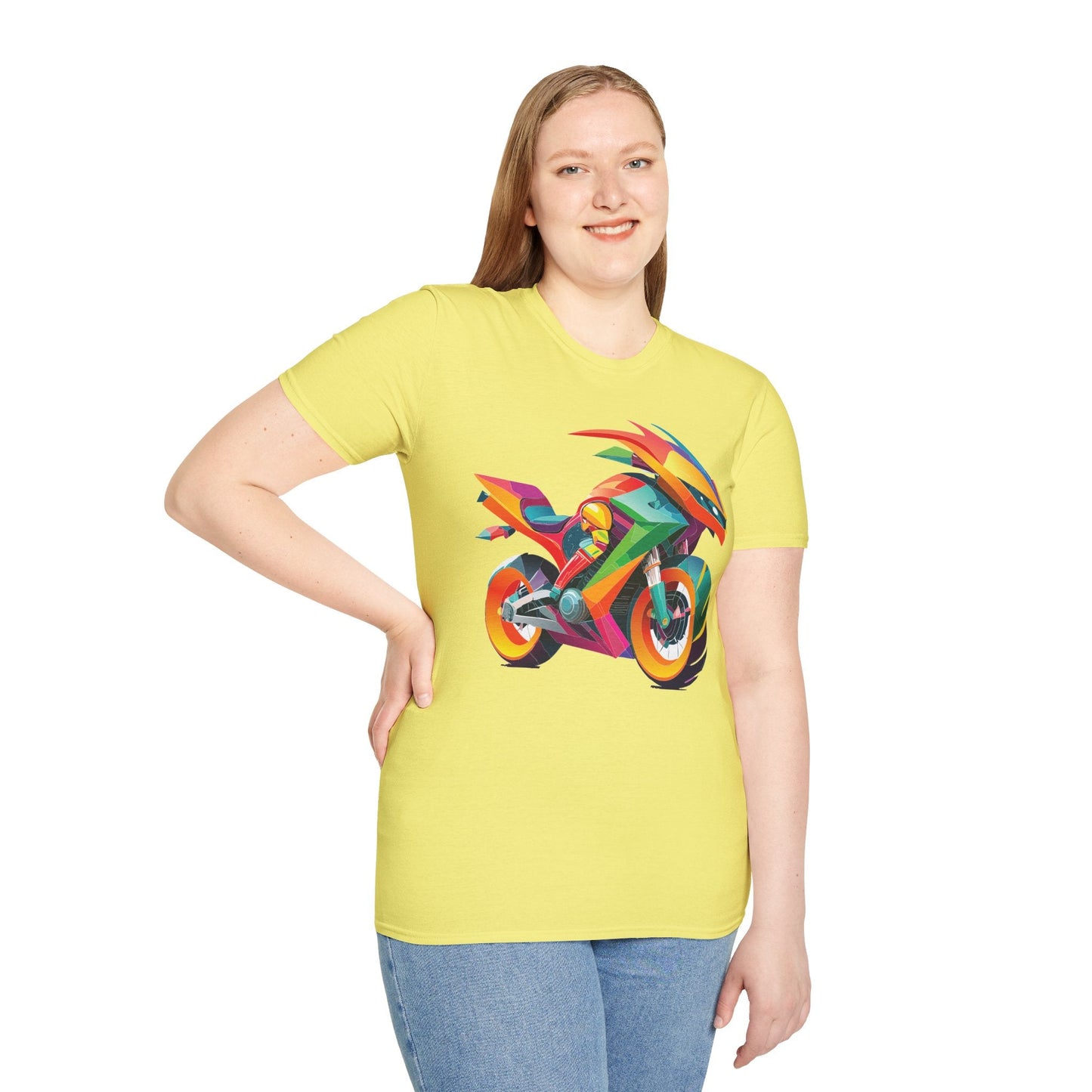 Unisex Bike T Shirt With Motorcycle Artwork Premium Cotton MTB Tee Softstyle 64000