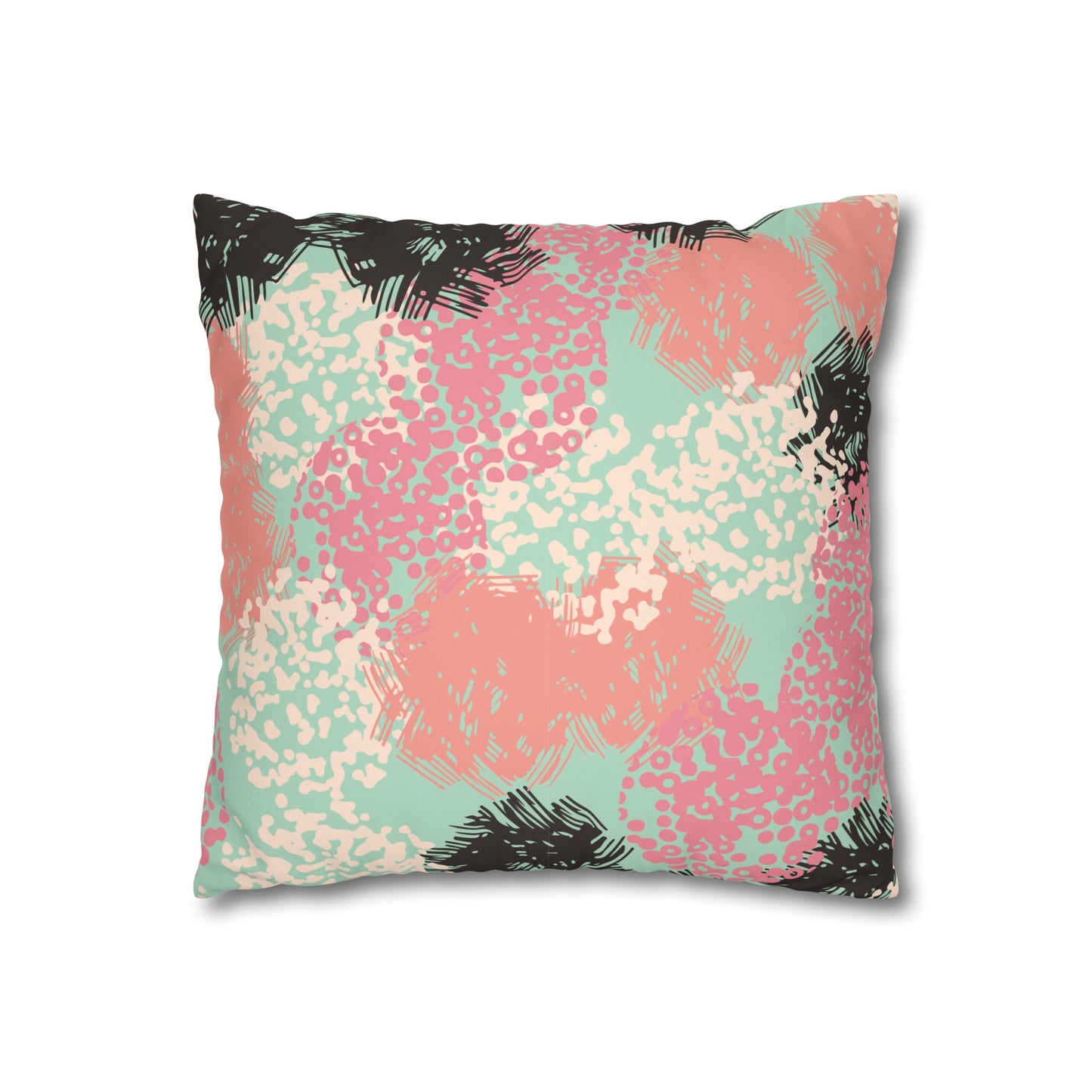 Faux Suede Pillowcase with Abstract print