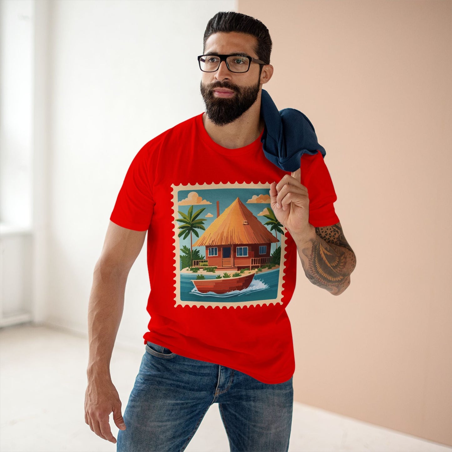 Stamp Shirt Postage Stamp Art Tee Unisex Original Art Design Premium Cotton By Retro2Nova