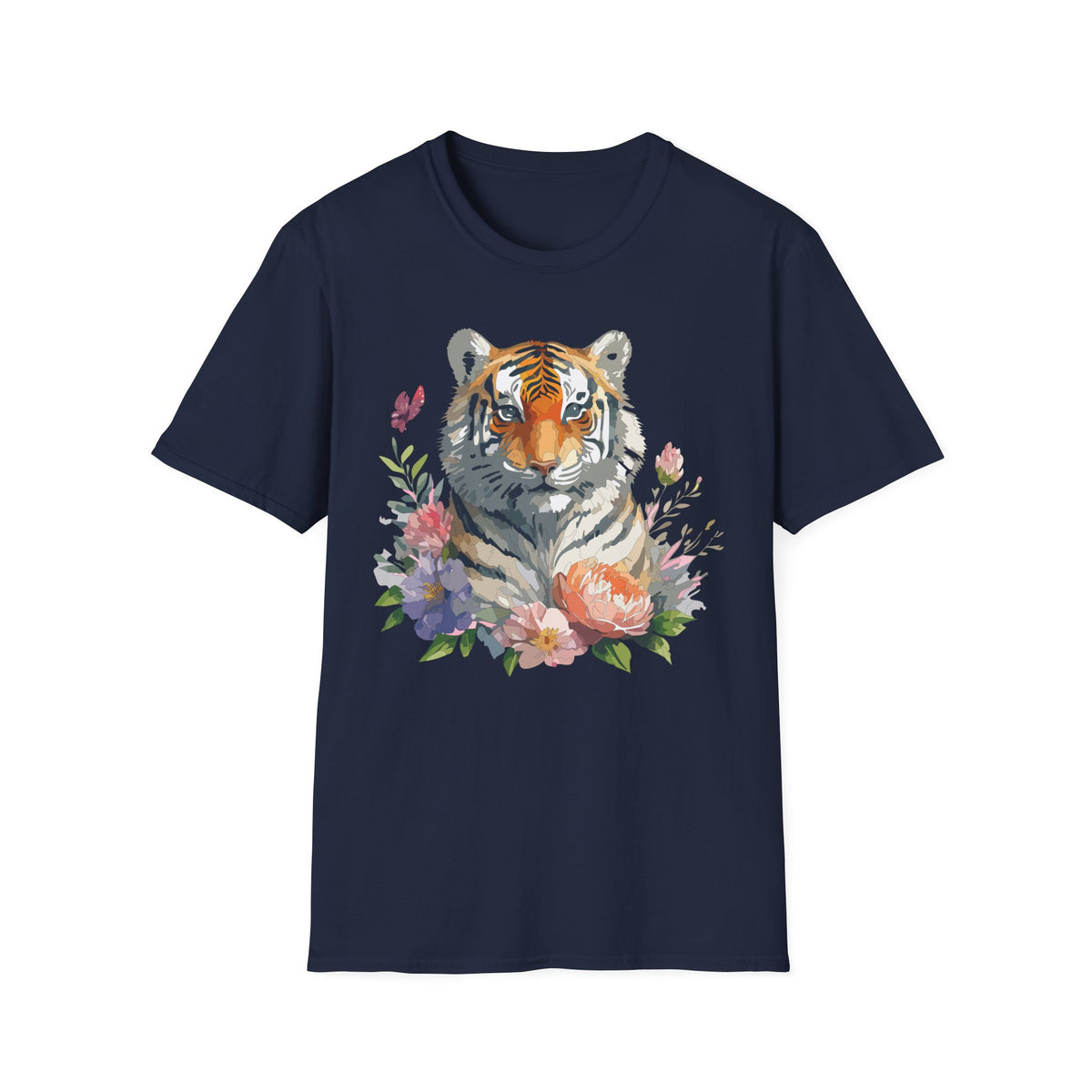 Watercolor Tiger Floral T-Shirt | Tiger Portrait Tee