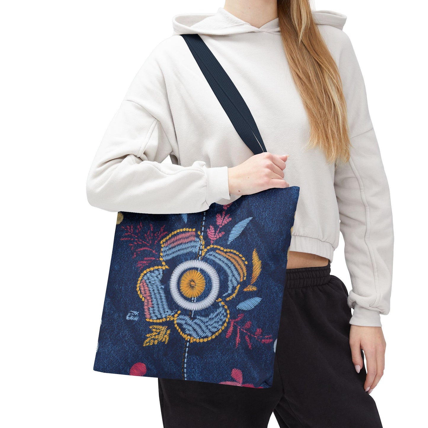Denim Fabric Imitation Print Unisex Canvas Bag Poly Spun 3 Sizes Tote Bag 159-9