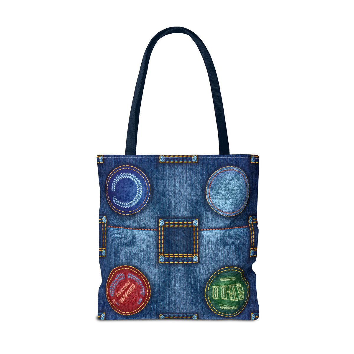 Denim Fabric Imitation Print Unisex Canvas Bag Poly Spun 3 Sizes Tote Bag 141