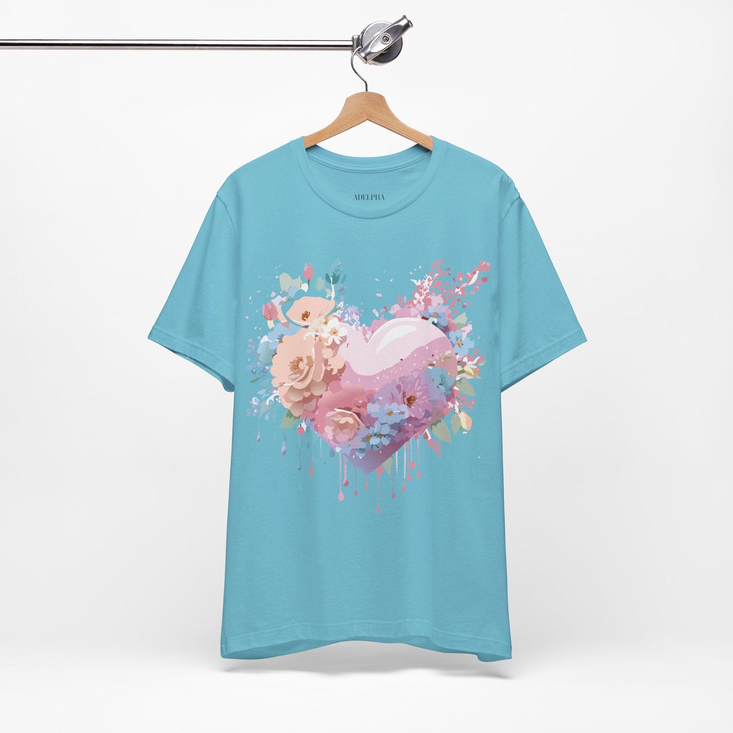 Valentine Day Graphic Unisex 100 Cotton Vintage Artwork with Love and Flower Design Tee 29