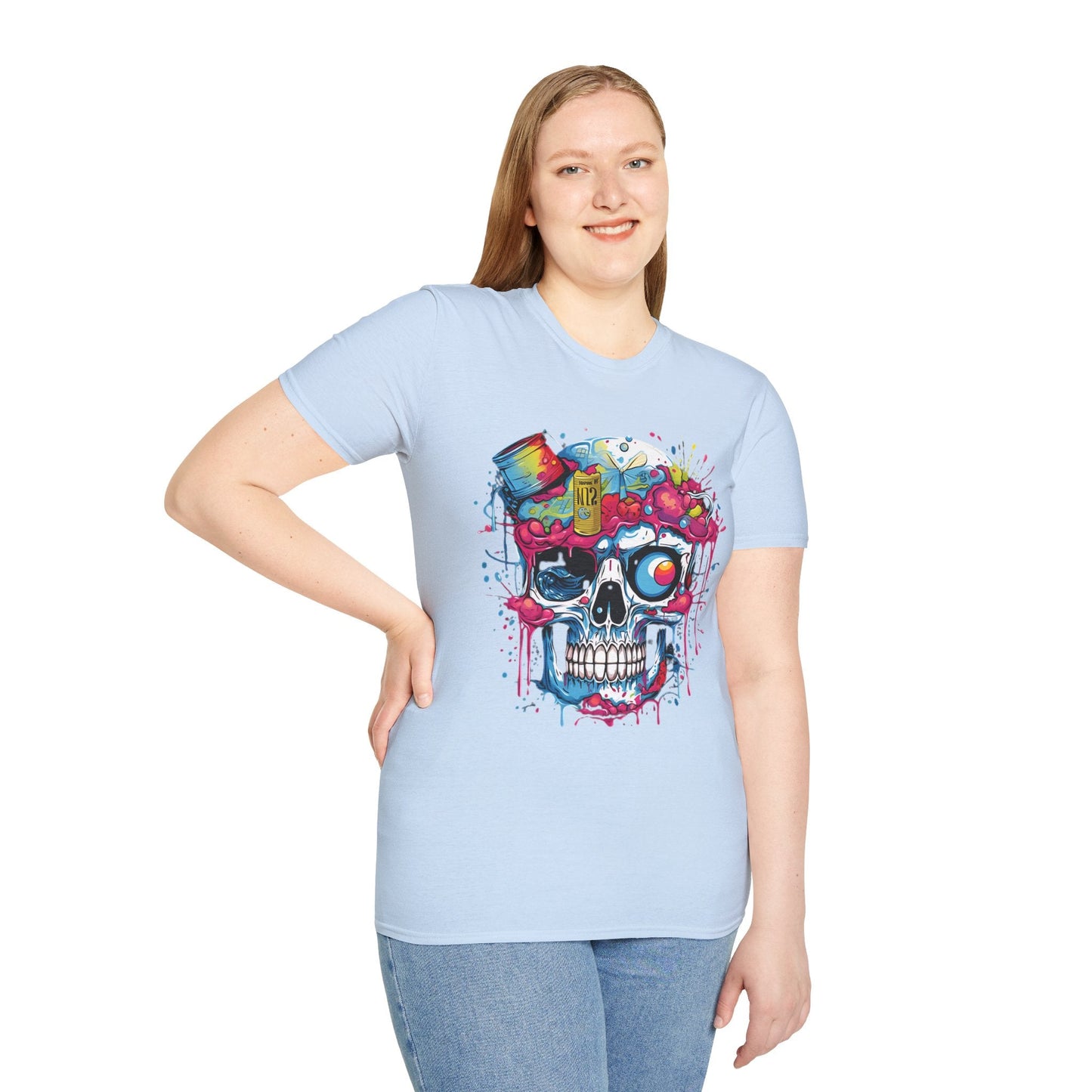 Skull Graphic Tee Shirt Unisex Skeleton Shirt Softstyle Cotton Comfort Everyday Wear Durable