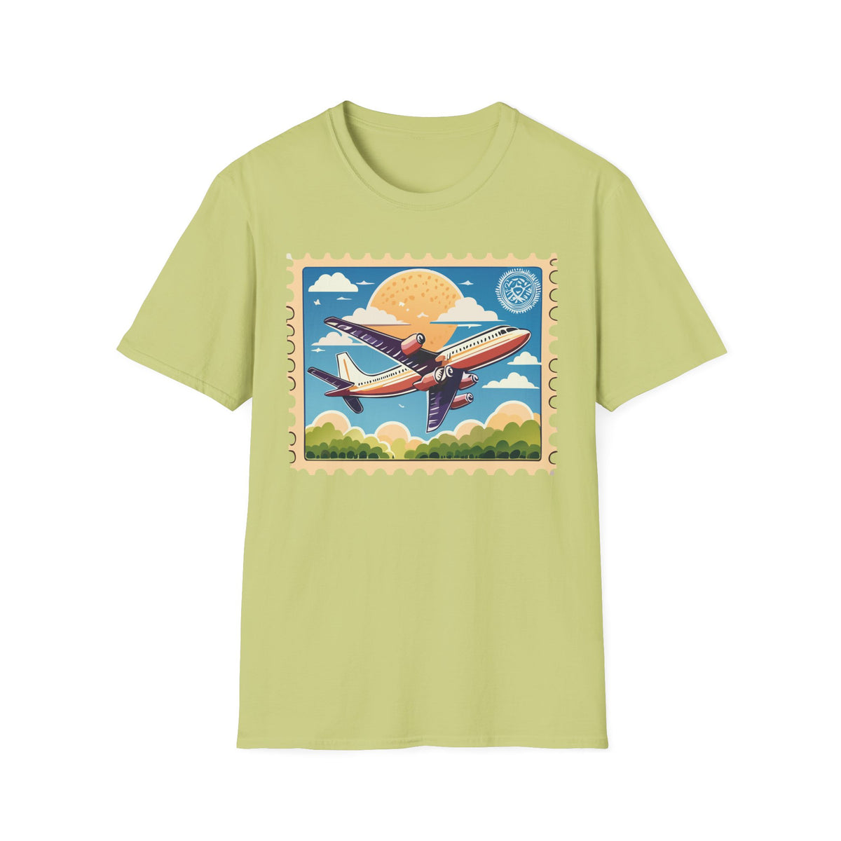 Vintage Airplane Stamp design T-Shirt | Retro Travel Aviation Tee