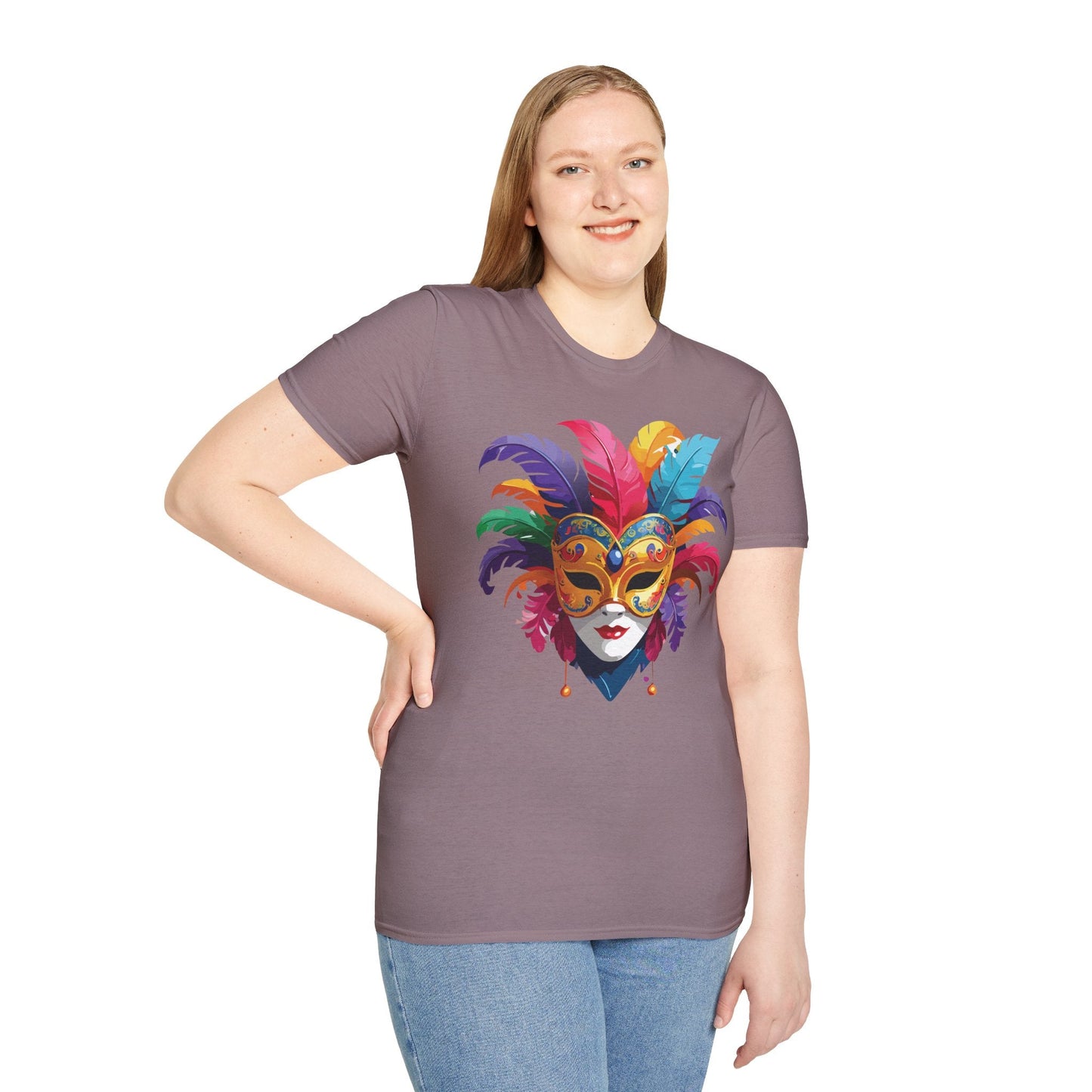 Unisex Mask Tee Shirt Gildan Softstyle 64000 Lightweight Comfortable Masquerade Design Tee