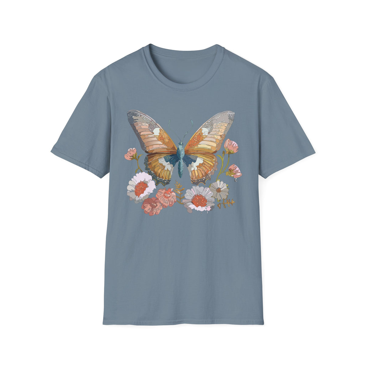 Butterfly Floral Watercolor Wings Graphic Design Unisex 100 Cotton Gildan T-Shirt