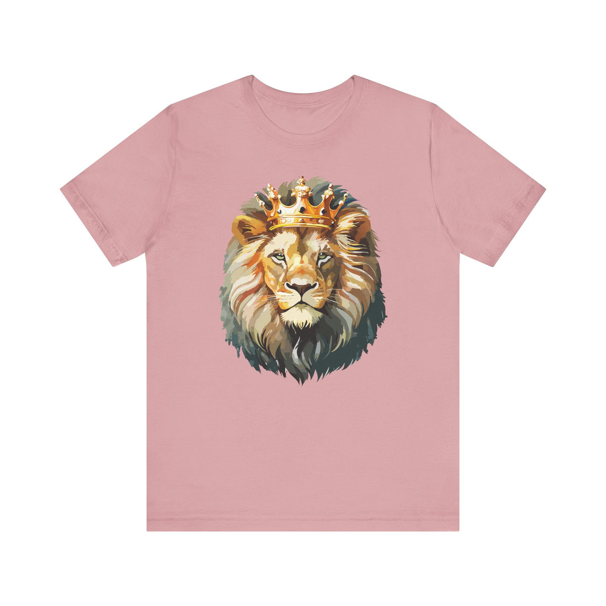 Lion with Crown Tee Unisex Cotton T-Shirt Regal King Lion Illustration, Wildlife Graphic Shirt - 1