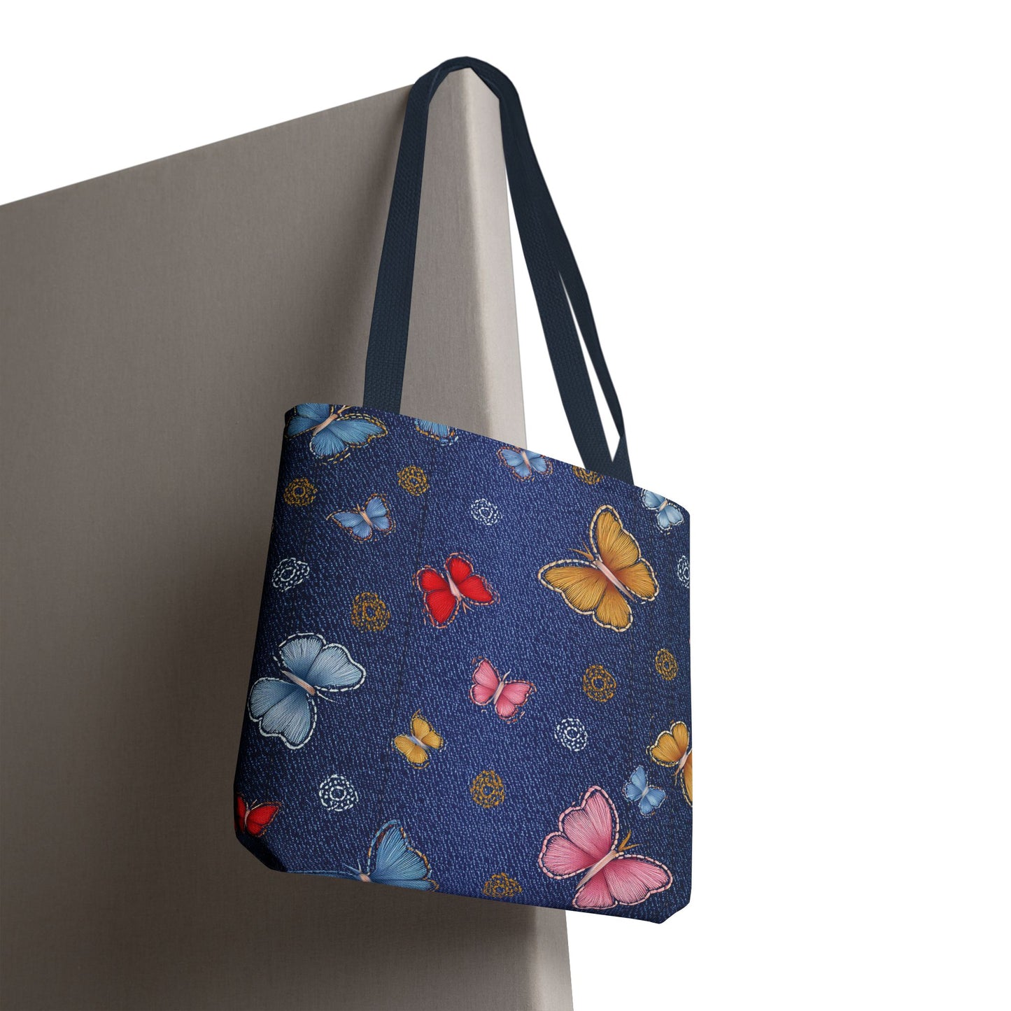 Denim Fabric Imitation Print Unisex Canvas Bag Poly Spun 3 Sizes Tote Bag 169