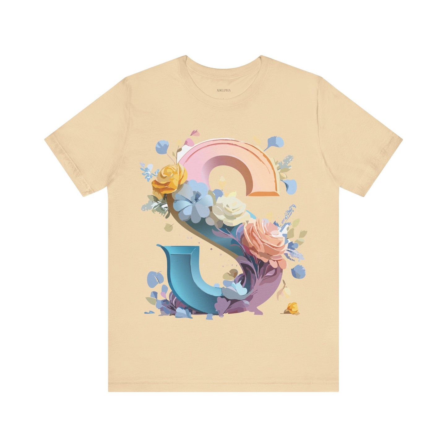 Letter S Graphic Tee Unisex Short Sleeve Shirt Adelpha Vintage Inspired Art Design