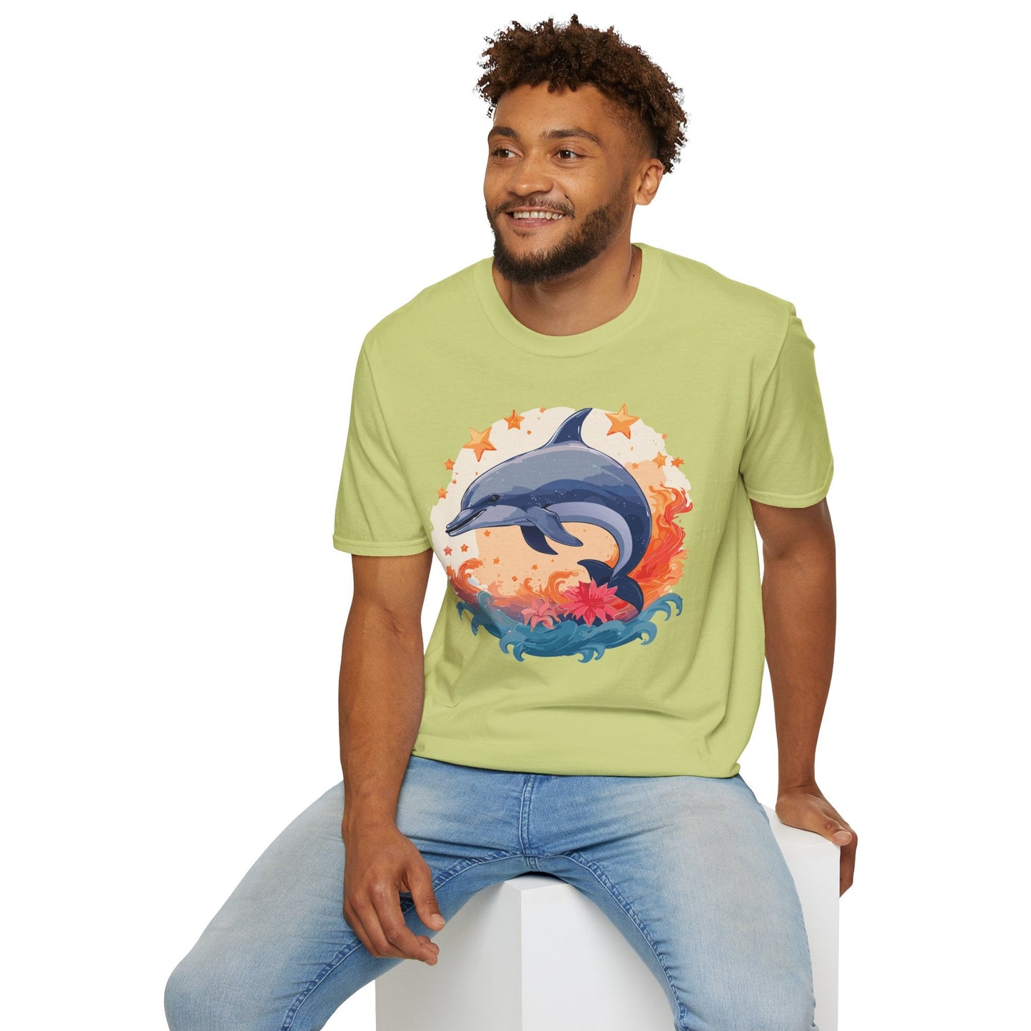 Dolphin Shirt Unisex Tee Gildan Softstyle 64000 100 Percent Ring Spun Cotton Comfort Wear