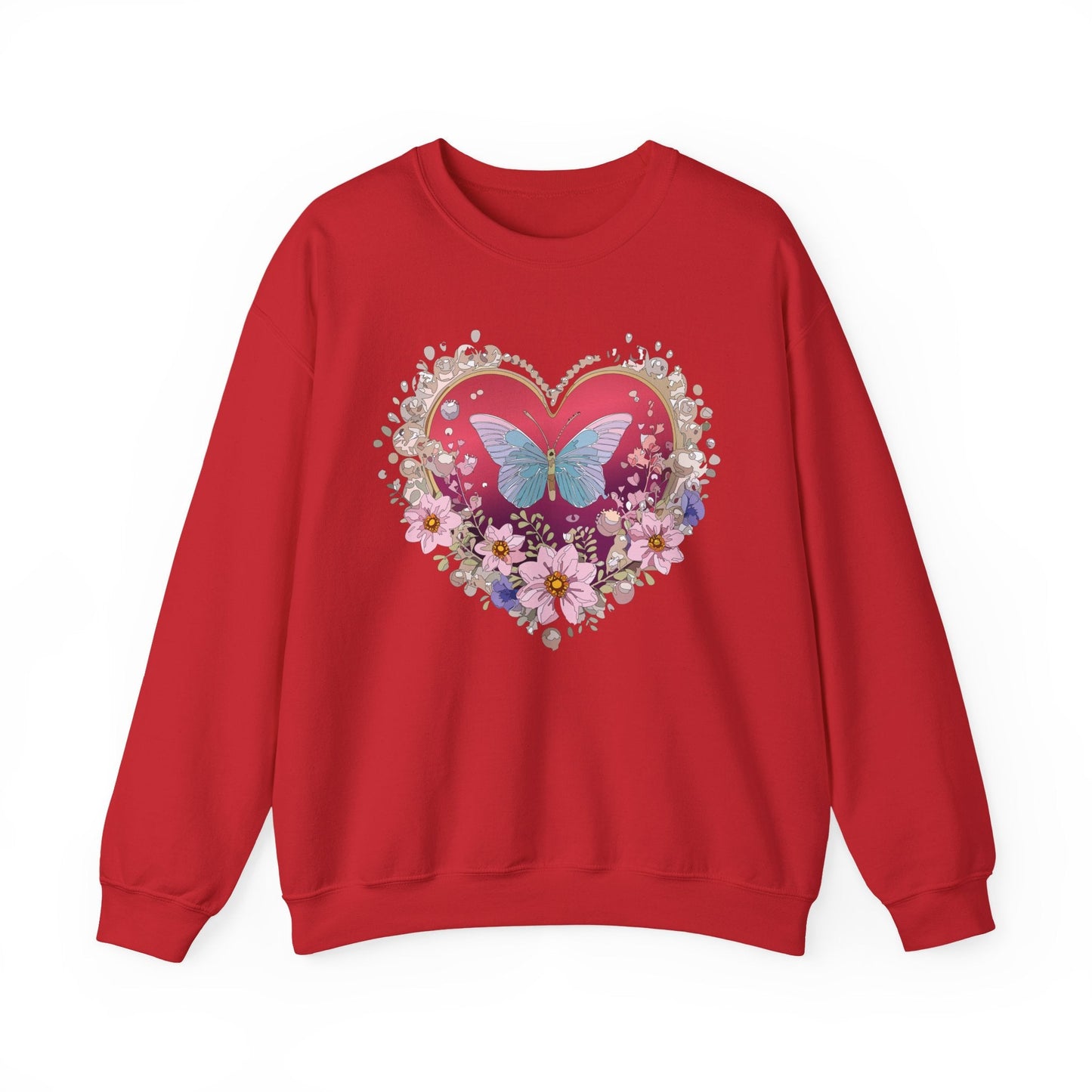 Floral Heart Sweatshirt For Valentines Day Unisex Floral Love Crewneck Sweatshirt