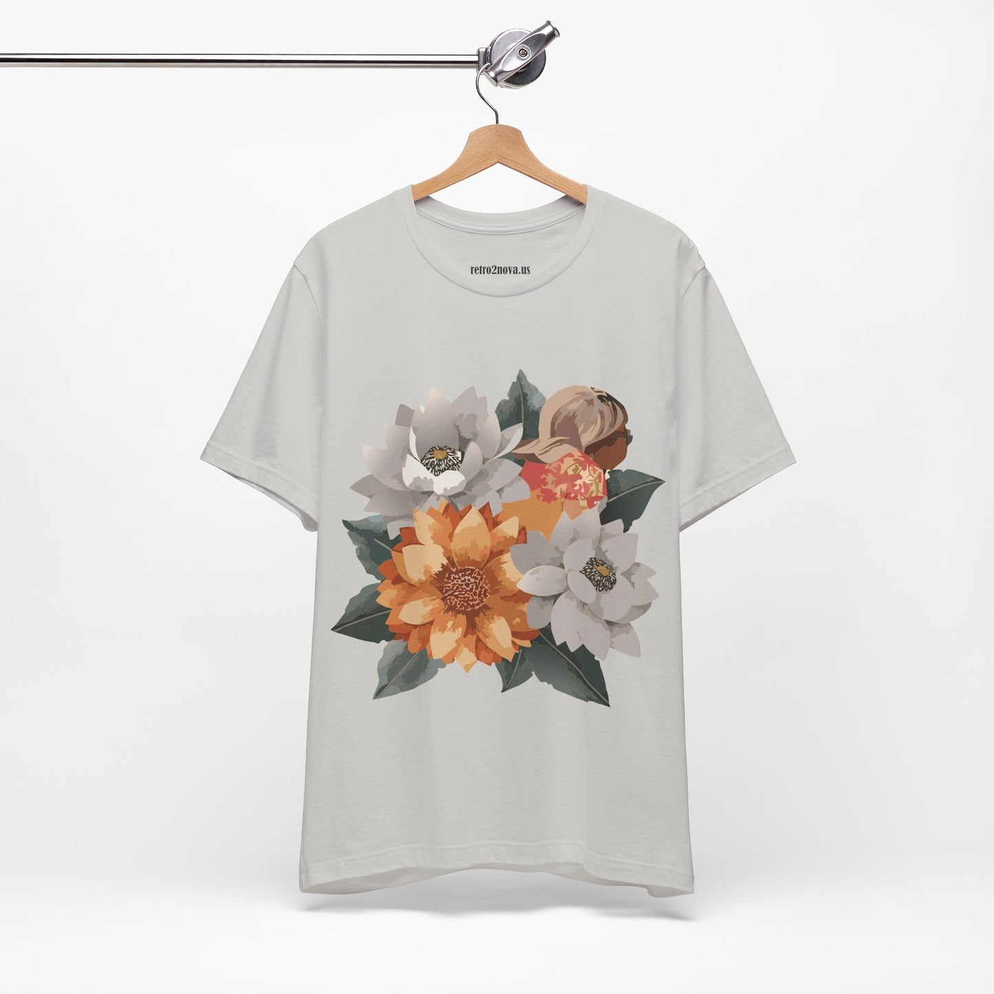 Retro2Nova Flowers Shirt Floral Shirt Unisex Floral Tee Lightweight Breathable Jersey