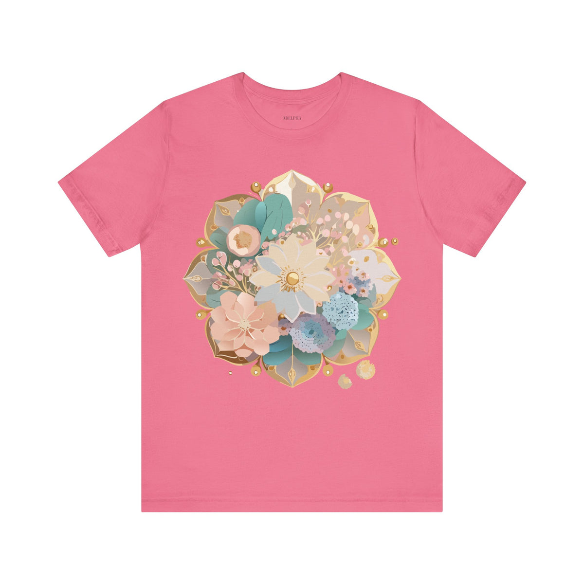 Mandala Graphic Unisex Cotton Bella+Canvas Tee with Floral Art Design d21
