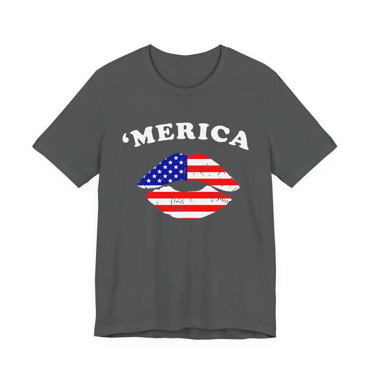 Merica Flag Lips Tee American Flag Lip Graphic Unisex Cotton T-Shirt a9
