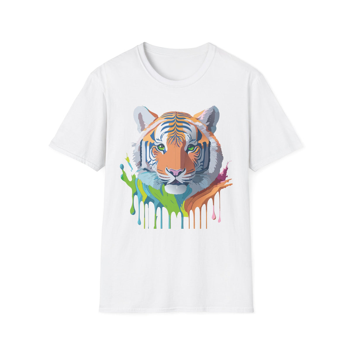 Colorful Tiger Head T-Shirt | Watercolor Drip Animal Shirt