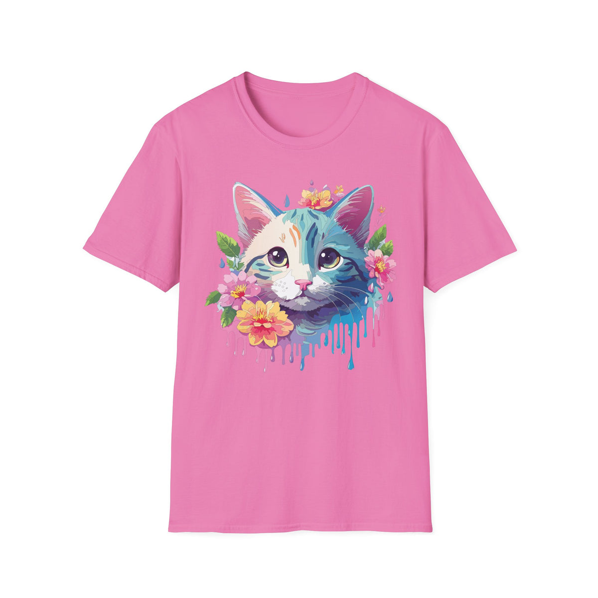 Colorful Watercolor Cat Tee | Floral Crown Cat T-Shirt