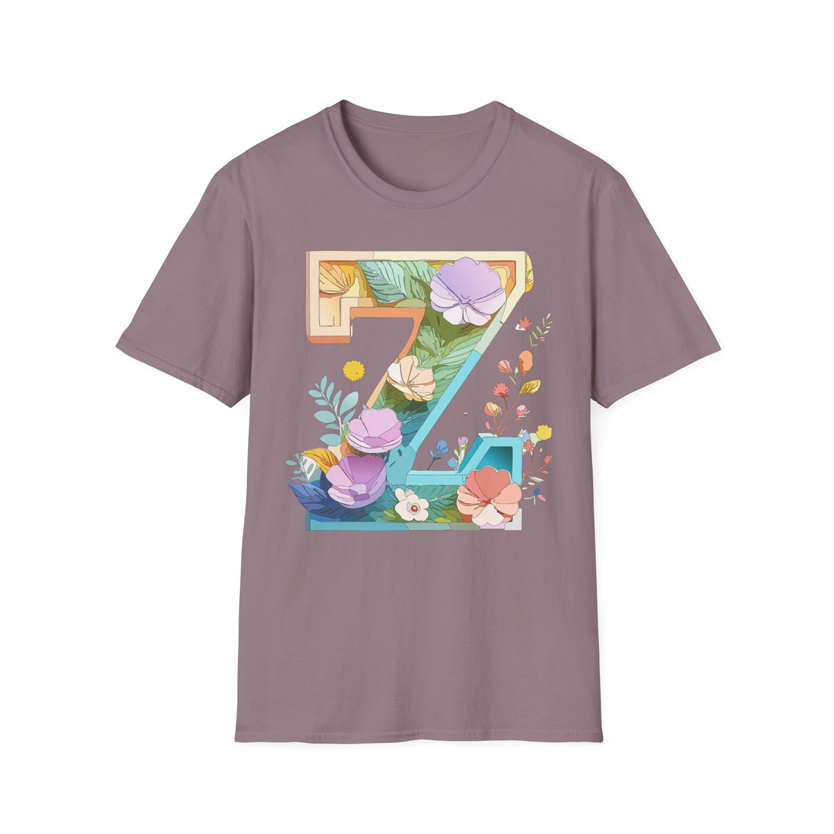 Floral Number 7 T-Shirt | Botanical Letter 7, Flower Initial Tee