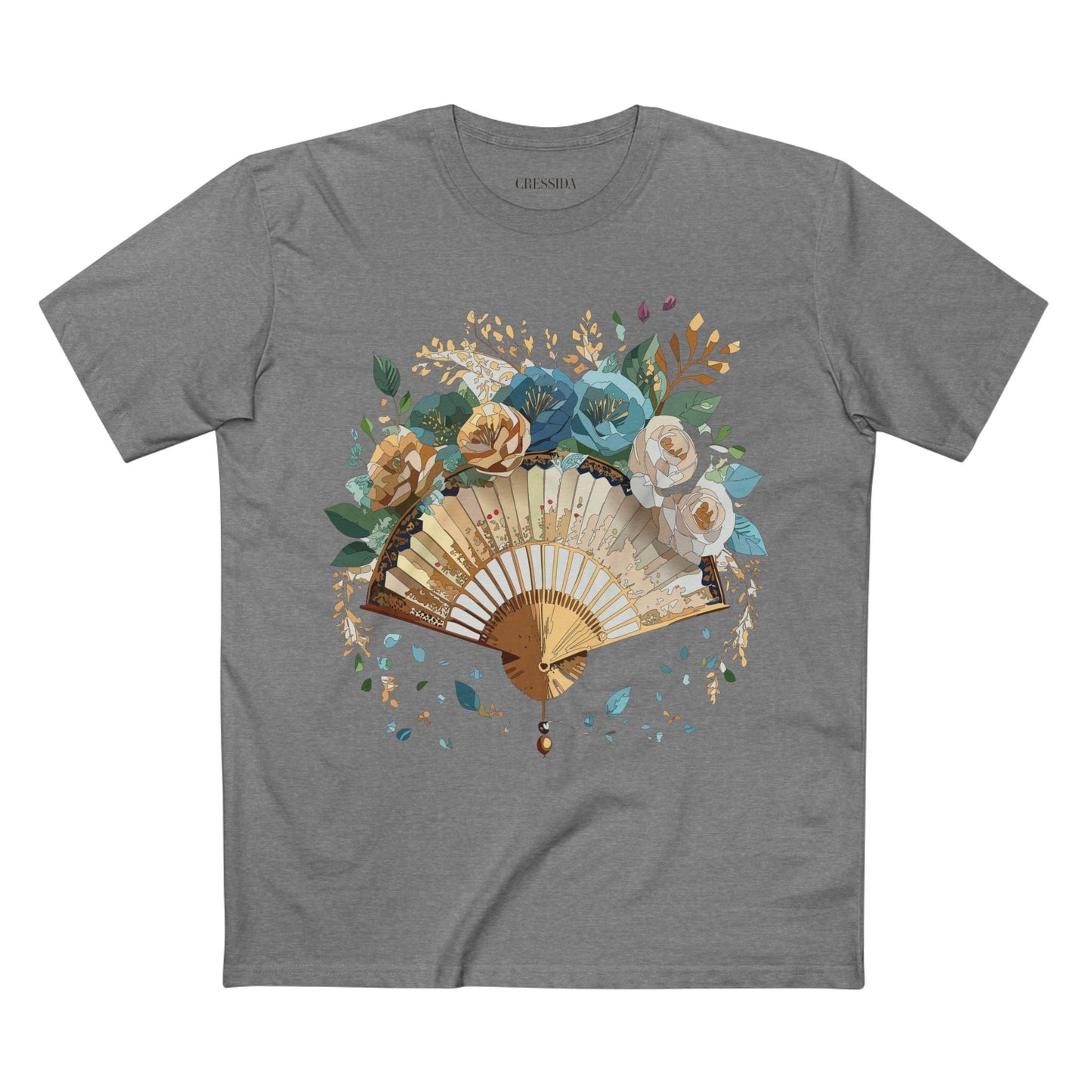 Antique Fan Graphic Design T-Shirt Unisex 100 Cotton Floral Carnival Artwork Tee 4