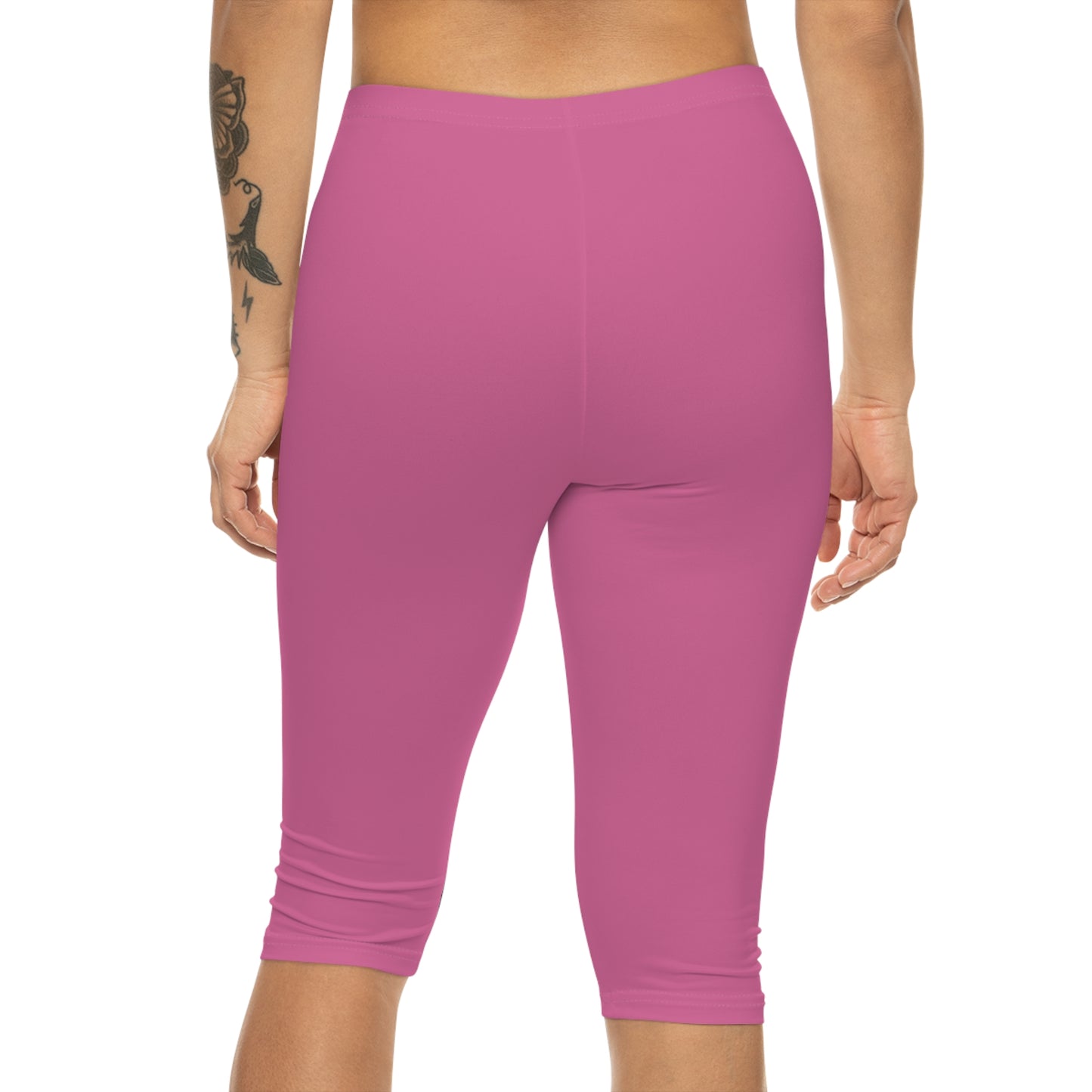 Sweet Peony Pink Color Women's Brushed Suede Poly Span Casual Capri Leggings XS-2XL