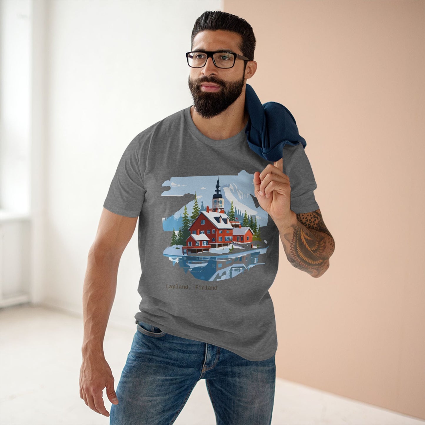 Lapland Travel Shirt Unisex Premium Cotton Tee With Original Art Design TT4 Retro2Nova