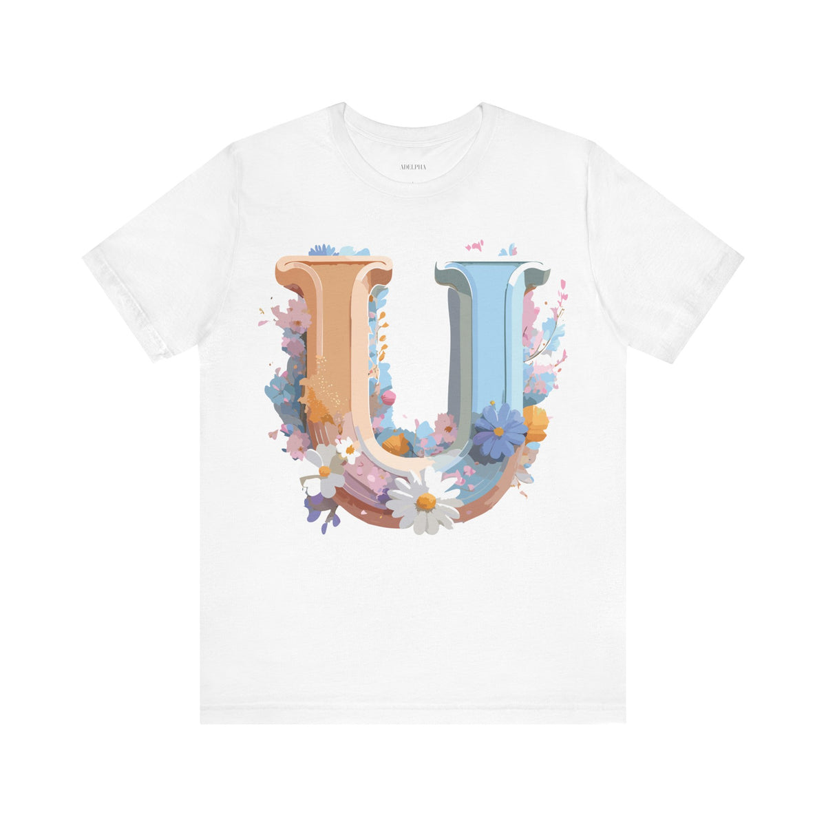 Letter U Graphic Unisex Cotton Bella+Canvas Tee with Art Letter Design