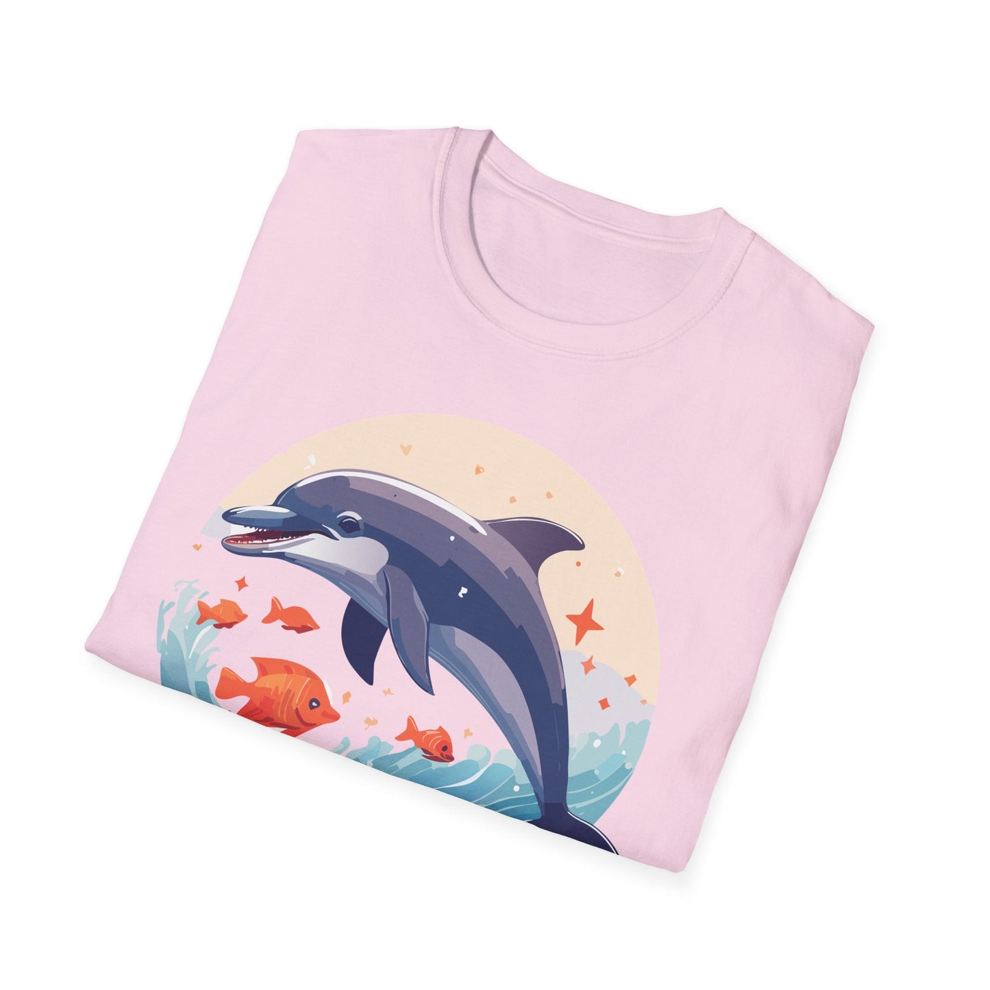 Unisex Dolphin Shirt Gildan Softstyle 64000 Short Sleeve Fish Tee With Dolphin Graphic