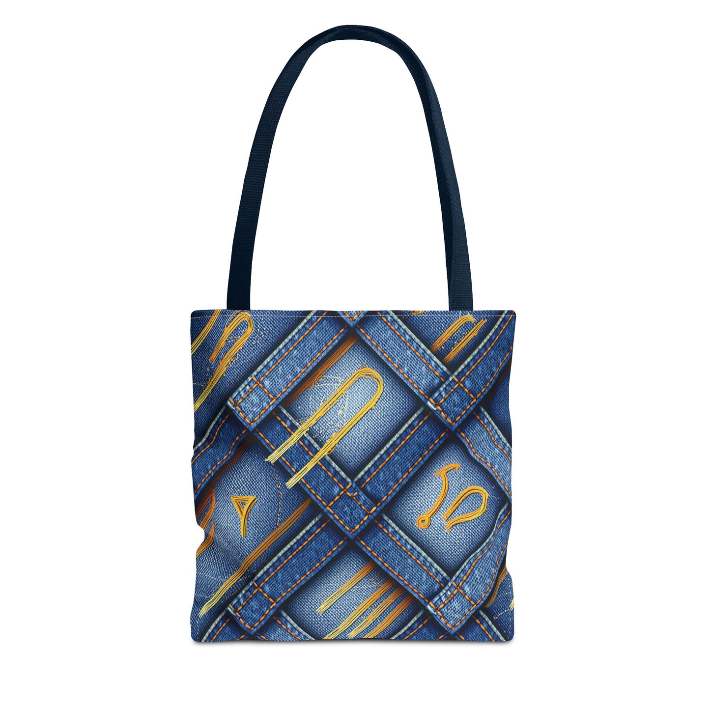 Denim Fabric Imitation Print Unisex Canvas Bag Poly Spun 3 Sizes Tote Bag 184-3